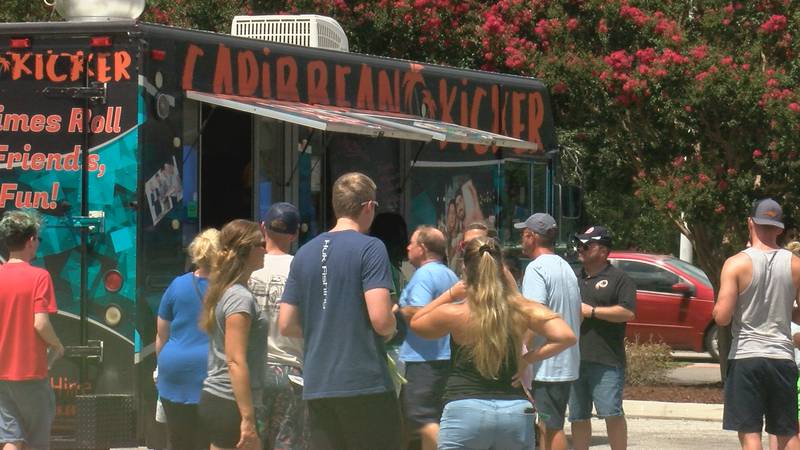 Locals enjoy a variety of food trucks