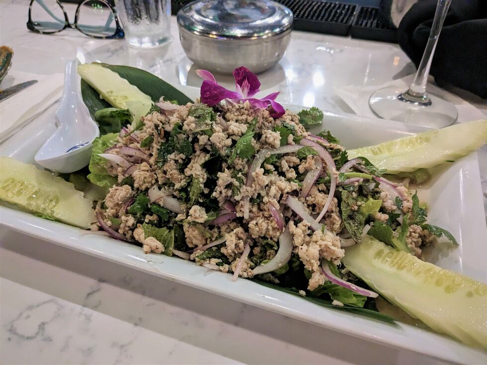 Essentially a deconstructed lettuce wrap, savory ground chicken blends well with red onions,...