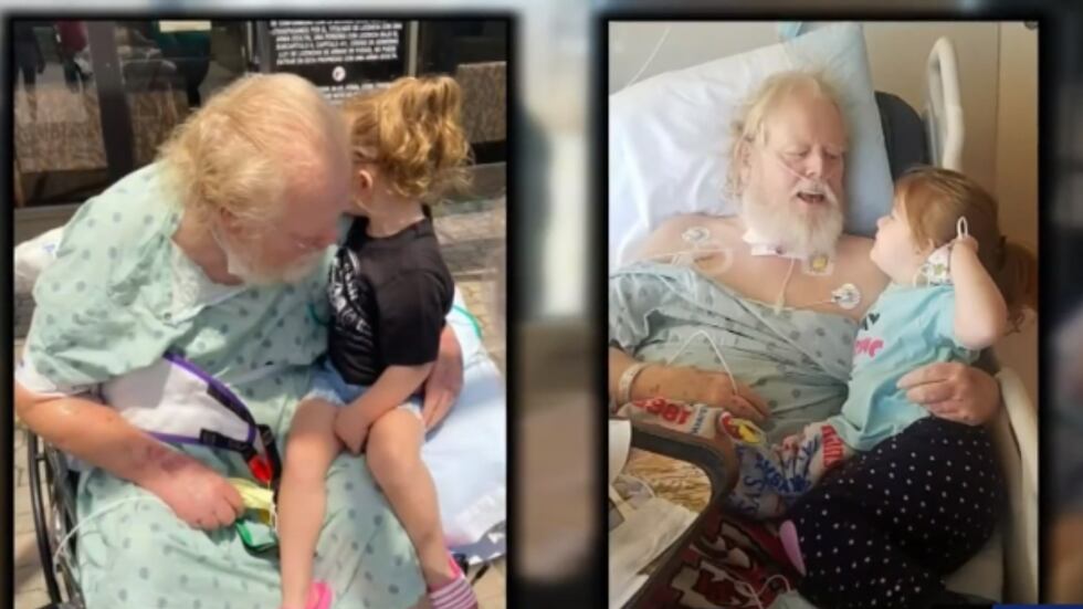 Roger shared an extra special hug with his granddaughter when family members brought her to...