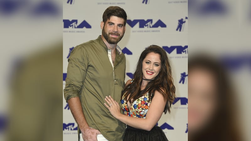 David Eason, left, and Jenelle Evans arrive at the MTV Video Music Awards at The Forum on...