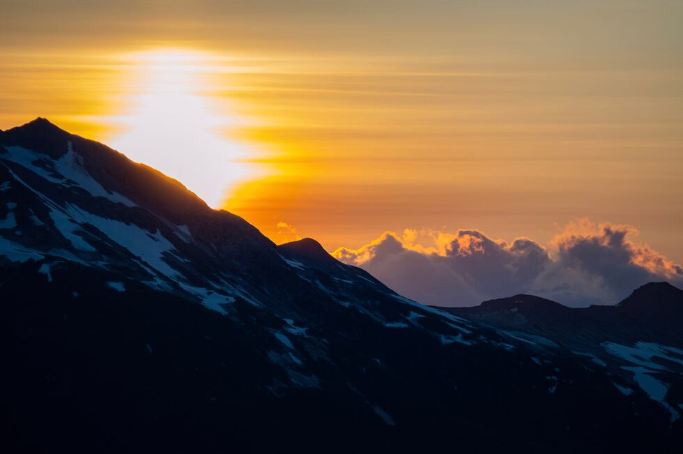 Midnight Sun-shot of Amalik Bay, otherwise known as Geographic Harbor.