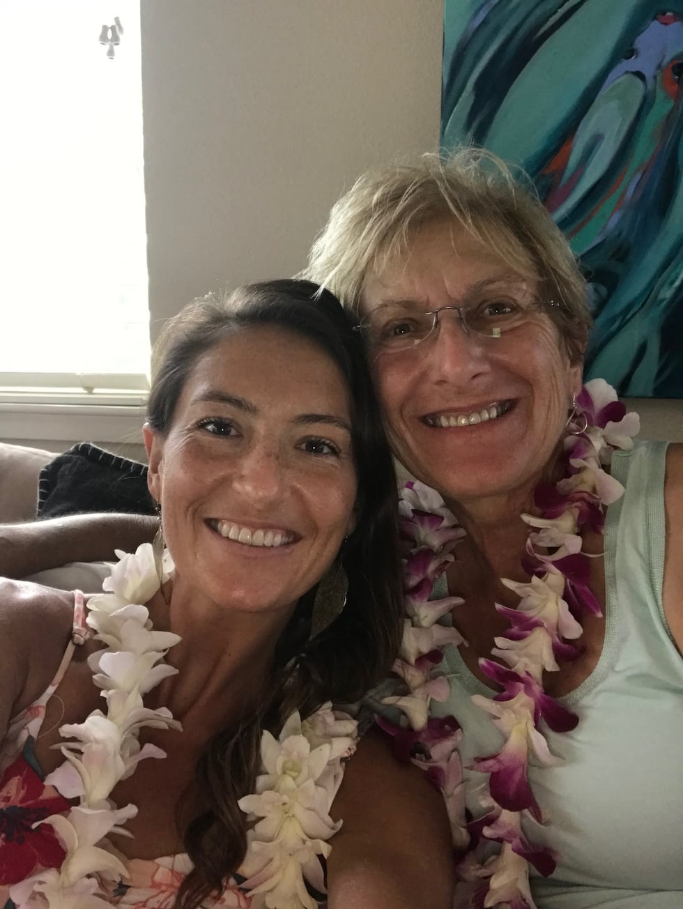 Amanda Eller and her mother, Julia Eller, in Maui a few months after Amanda was rescued.