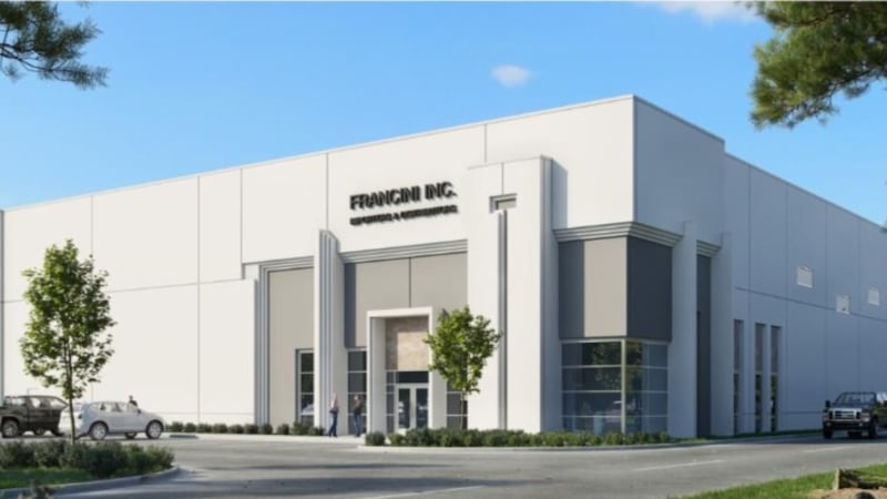 A rendering of Francini Inc.'s proposed facility at Blue Clay Business Park in New Hanover...