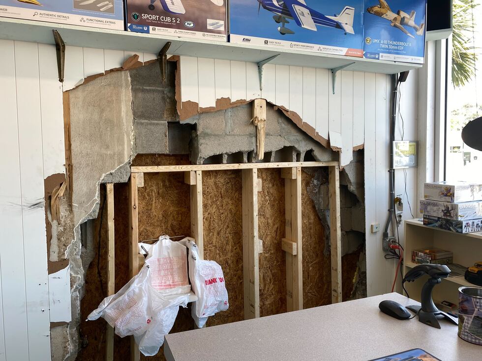 The damage at Ed's Hobby Shop in Myrtle Beach after police said a car crashed into the side of...