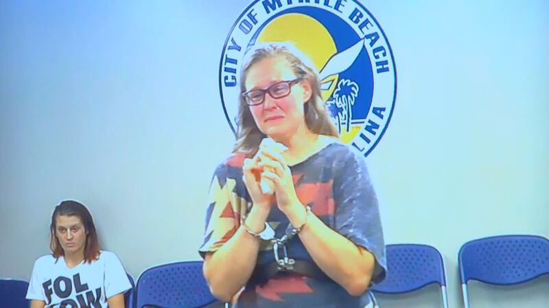 Katherine Coleman as she appeared for her bond hearing after she was charged with two counts...
