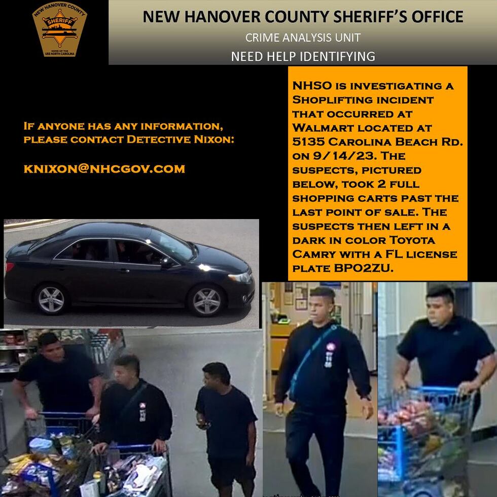 "The suspects took two full shopping carts past the last point of sale. The suspects then left...