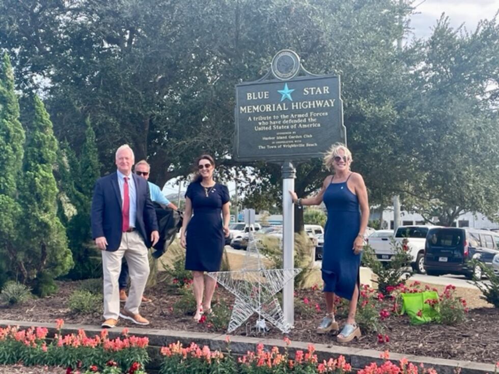 A dedication was held on Nov. 9, 2023, for the Blue Star Memorial Highway marker in...