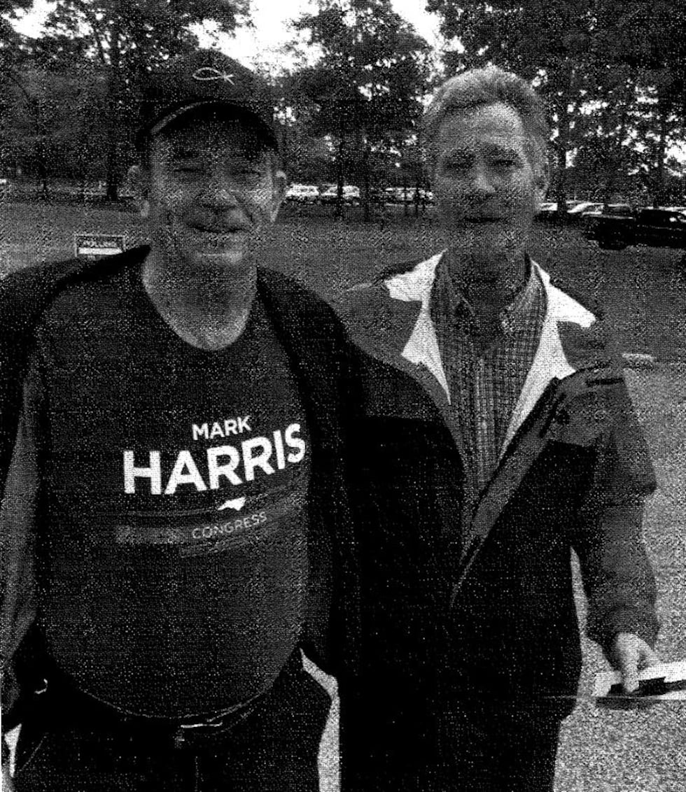 McRae Dowless, right, and his brother reportedly outside Gray's Creek Elementary in May 2018....