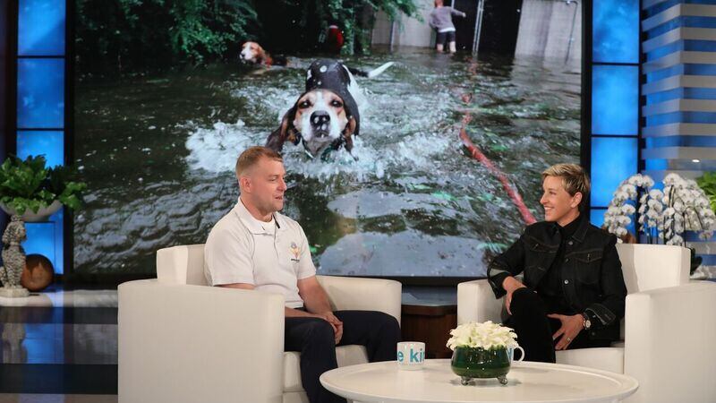Ryan Nichols chats with Ellen Degeneres. (Source: Warner Bros.)